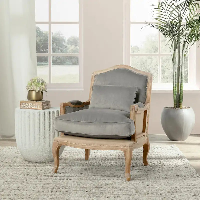 Classic Home Brittani Upholstered Grey Arm Chair - 38Hx29Wx31D