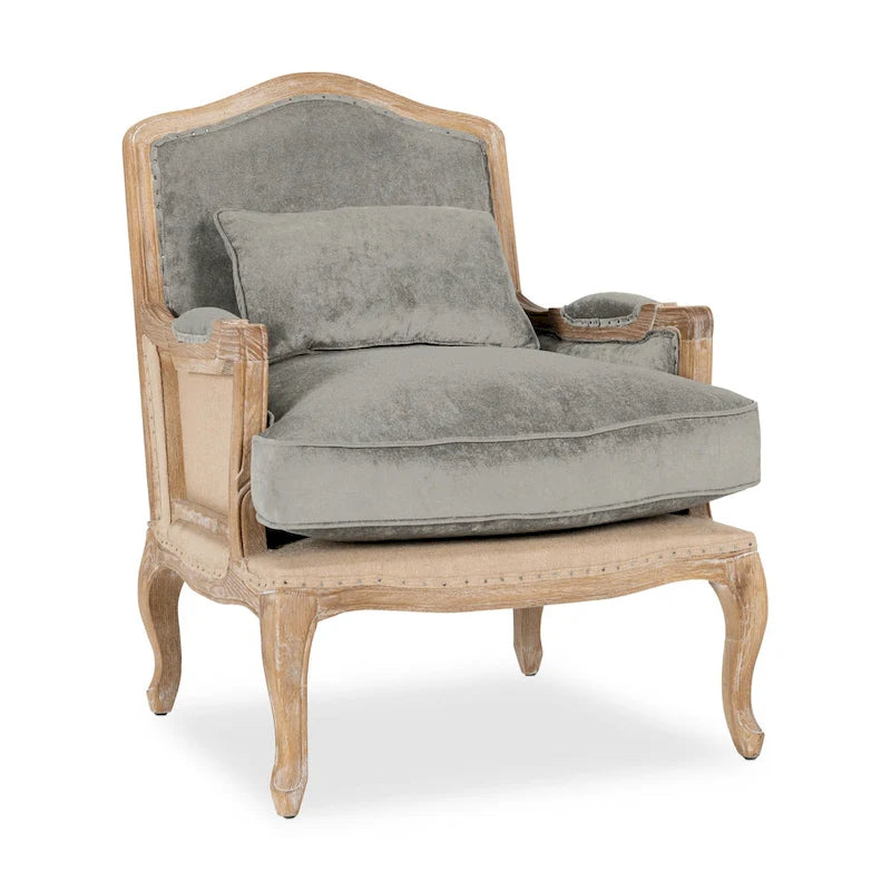 Classic Home Brittani Upholstered Grey Arm Chair - 38Hx29Wx31D