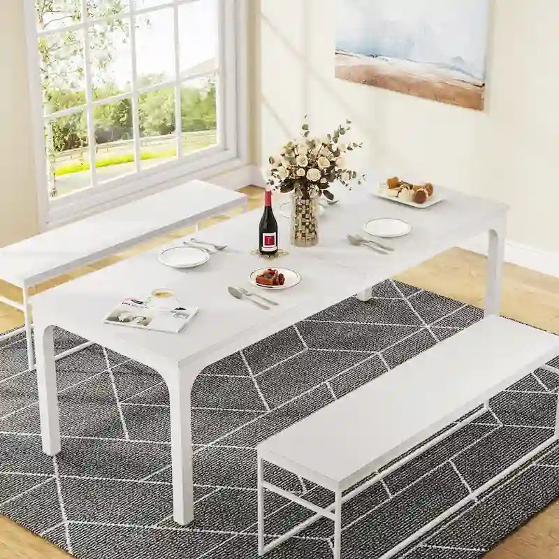 78.74 Inches Industrial Rectangular Dining Table with Heavy-Duty Metal Legs (Only Table)