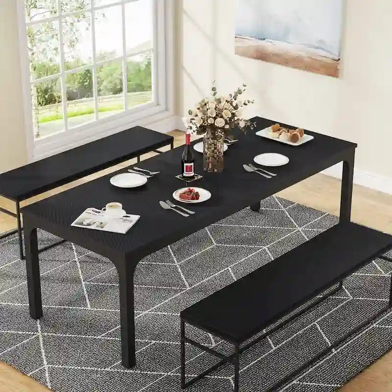 78.74 Inches Industrial Rectangular Dining Table with Heavy-Duty Metal Legs (Only Table)