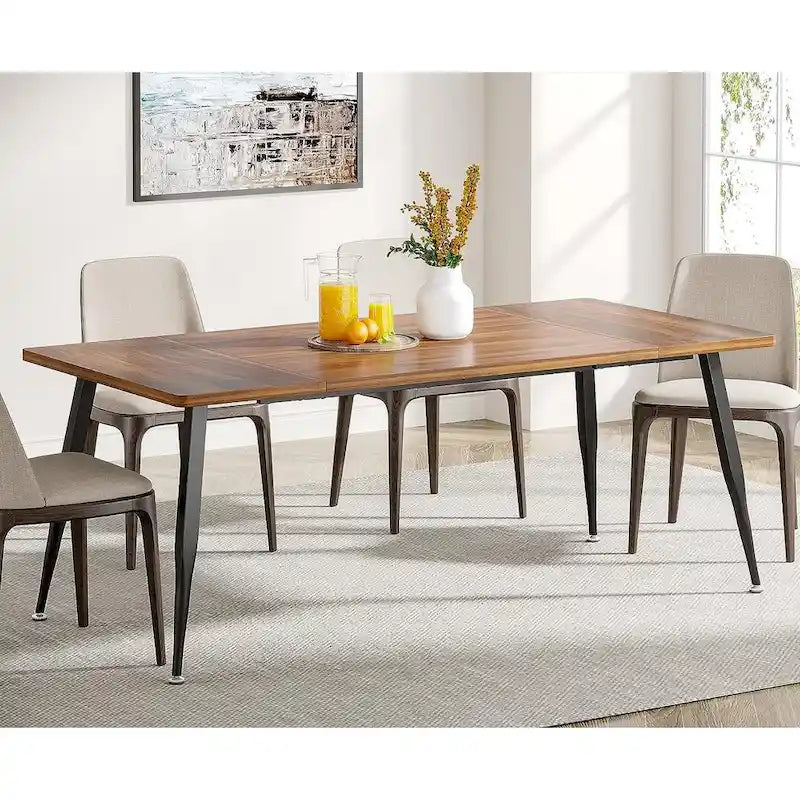 Industrial Dining Table for 6 to 8, Rectangular Kitchen Table