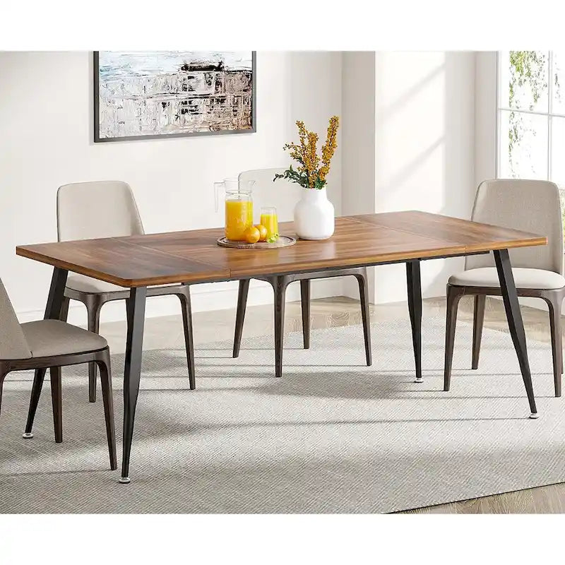 Industrial Dining Table for 6 to 8, Rectangular Kitchen Table