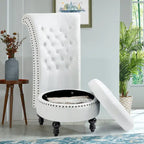 AVAWING High Back Throne Chair Velvet Armless Royal Accent Chair with Storage