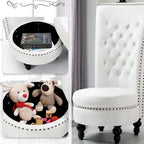 AVAWING High Back Throne Chair Velvet Armless Royal Accent Chair with Storage