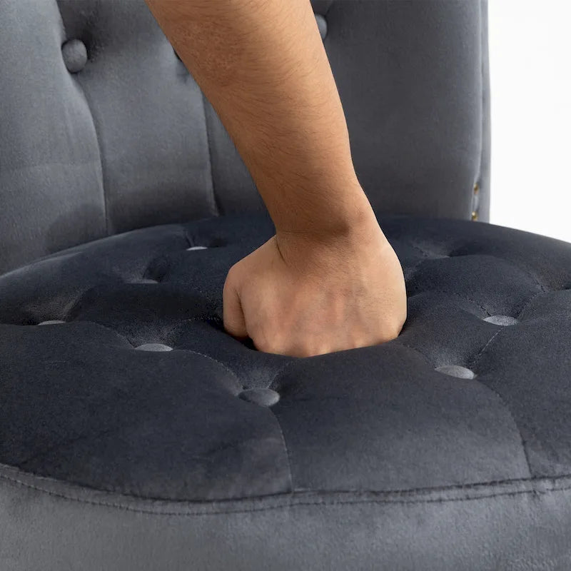 AVAWING High Back Throne Chair Velvet Armless Royal Accent Chair with Storage