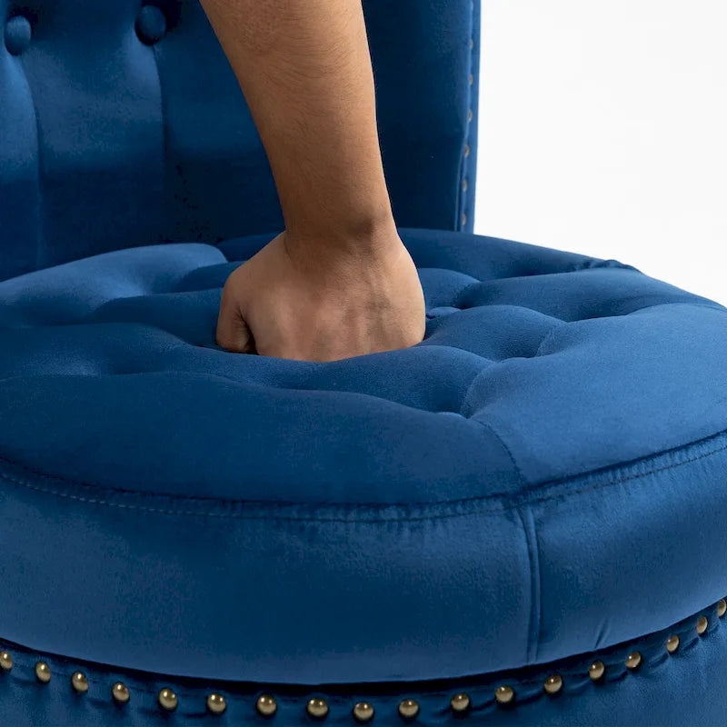 AVAWING High Back Throne Chair Velvet Armless Royal Accent Chair with Storage