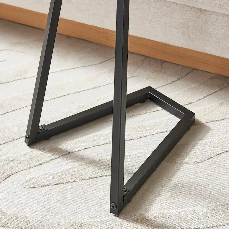 Addison Round Raised Lip Edge Angled Couch-Side Accent C-Table - Black Marble or Brown Walnut