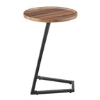 Addison Round Raised Lip Edge Angled Couch-Side Accent C-Table - Black Marble or Brown Walnut