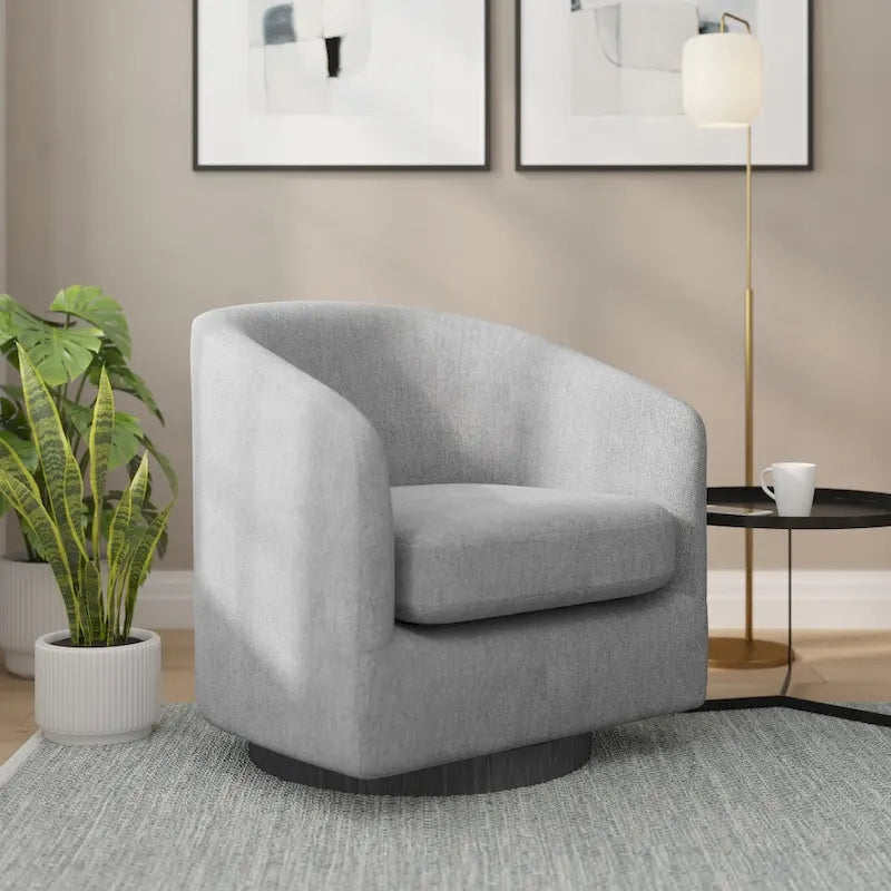 Barrel Accent Chair with 360 Swivel Vinyl Wrapped Base