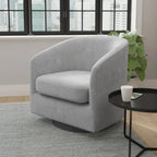 Barrel Accent Chair with 360 Swivel Vinyl Wrapped Base