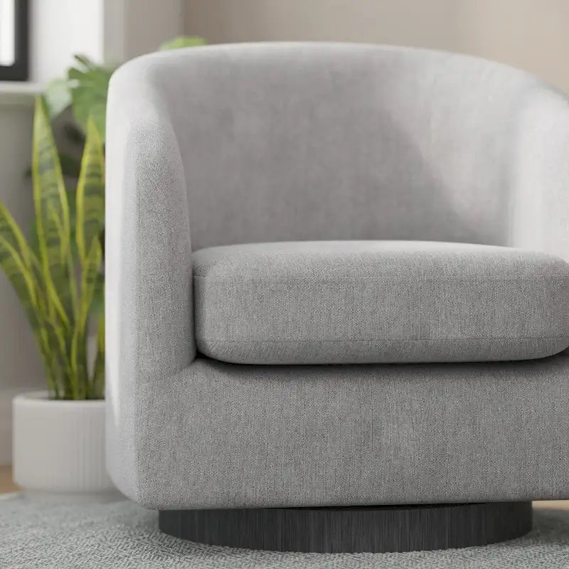 Barrel Accent Chair with 360 Swivel Vinyl Wrapped Base