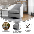 Barrel Accent Chair with 360 Swivel Vinyl Wrapped Base