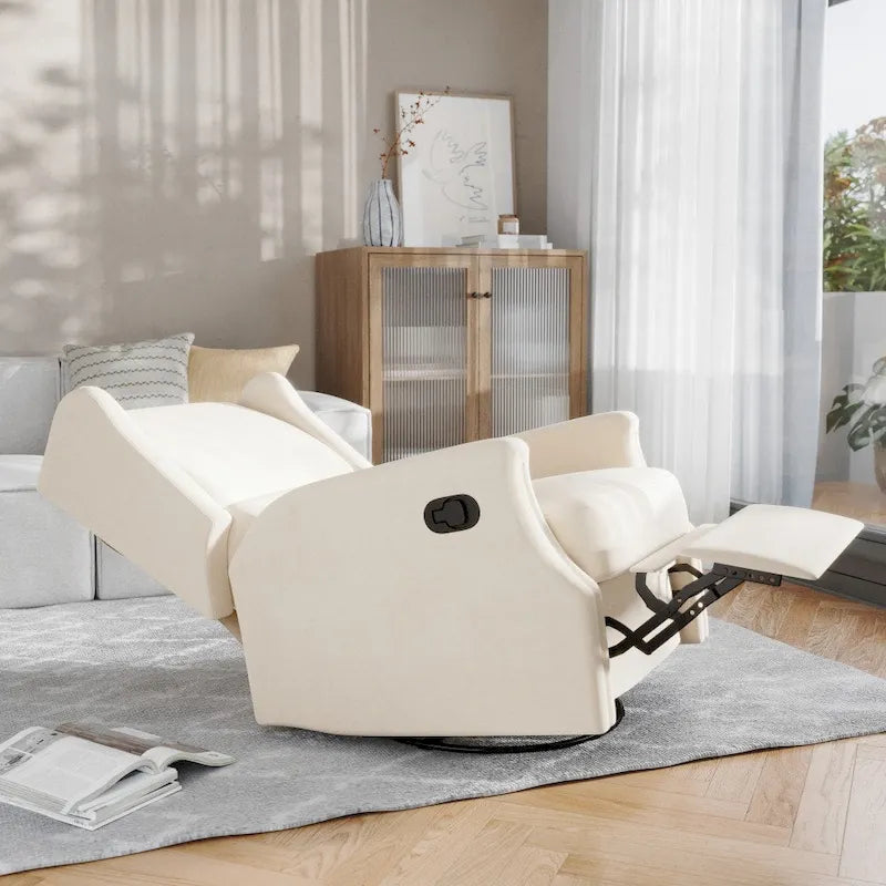 Wingback Manual Rocking Glider Recliner Chair with 360 Swivel