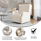Wingback Manual Rocking Glider Recliner Chair with 360 Swivel