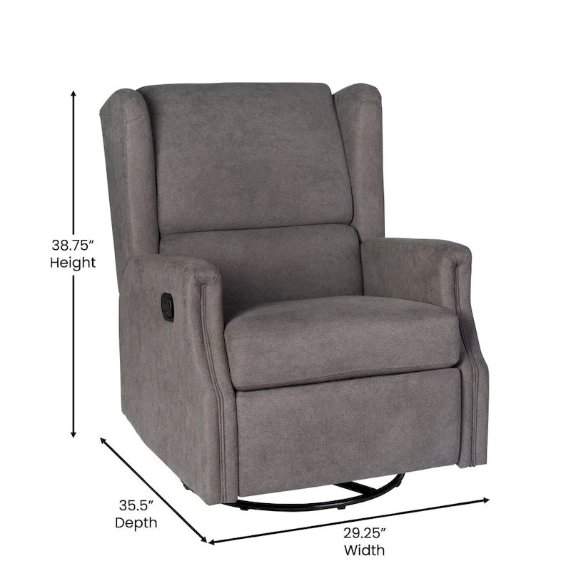 Wingback Manual Rocking Glider Recliner Chair with 360 Swivel
