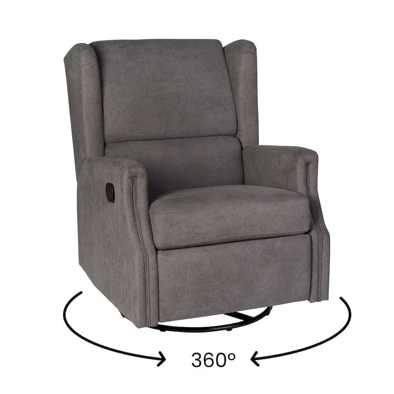 Wingback Manual Rocking Glider Recliner Chair with 360 Swivel