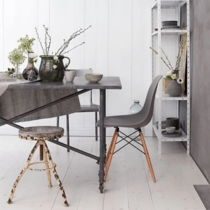 Designer Plastic Eiffel Chair Natural Wood Legs Retro Dining Armless With Back Desk Accent Living Room Side Dowel DSW