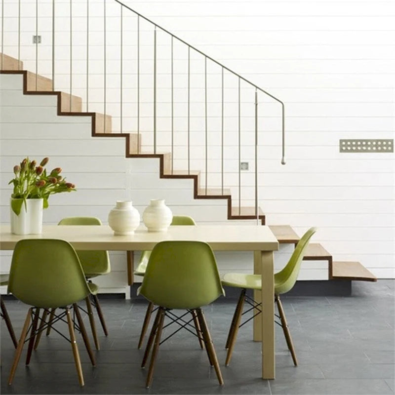 Designer Plastic Eiffel Chair Natural Wood Legs Retro Dining Armless With Back Desk Accent Living Room Side Dowel DSW