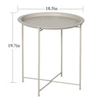 VECELO Modern Side Table with Round Removable Tray,Beige (Set of 1/Set of 2)