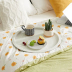 VECELO Modern Side Table with Round Removable Tray,Beige (Set of 1/Set of 2)