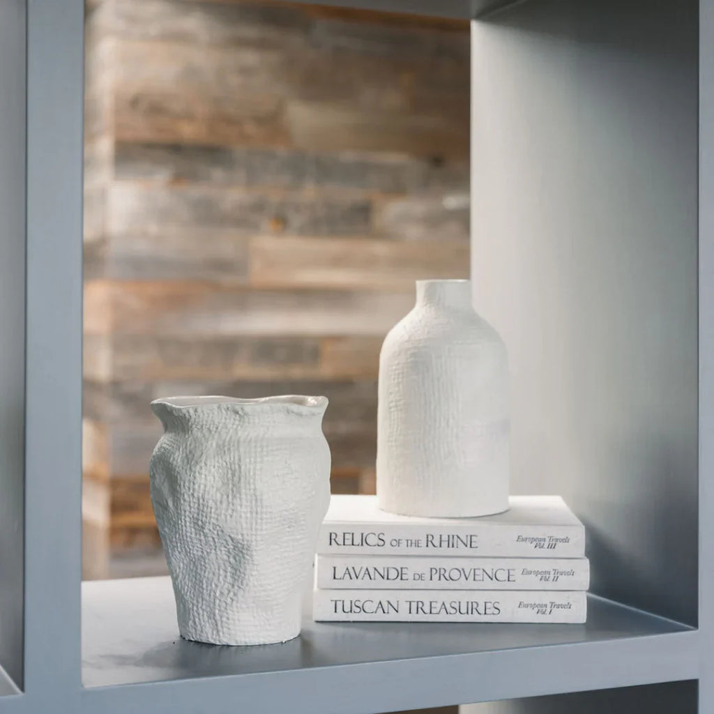 Handmade Off-White Aluminum Textured Vase