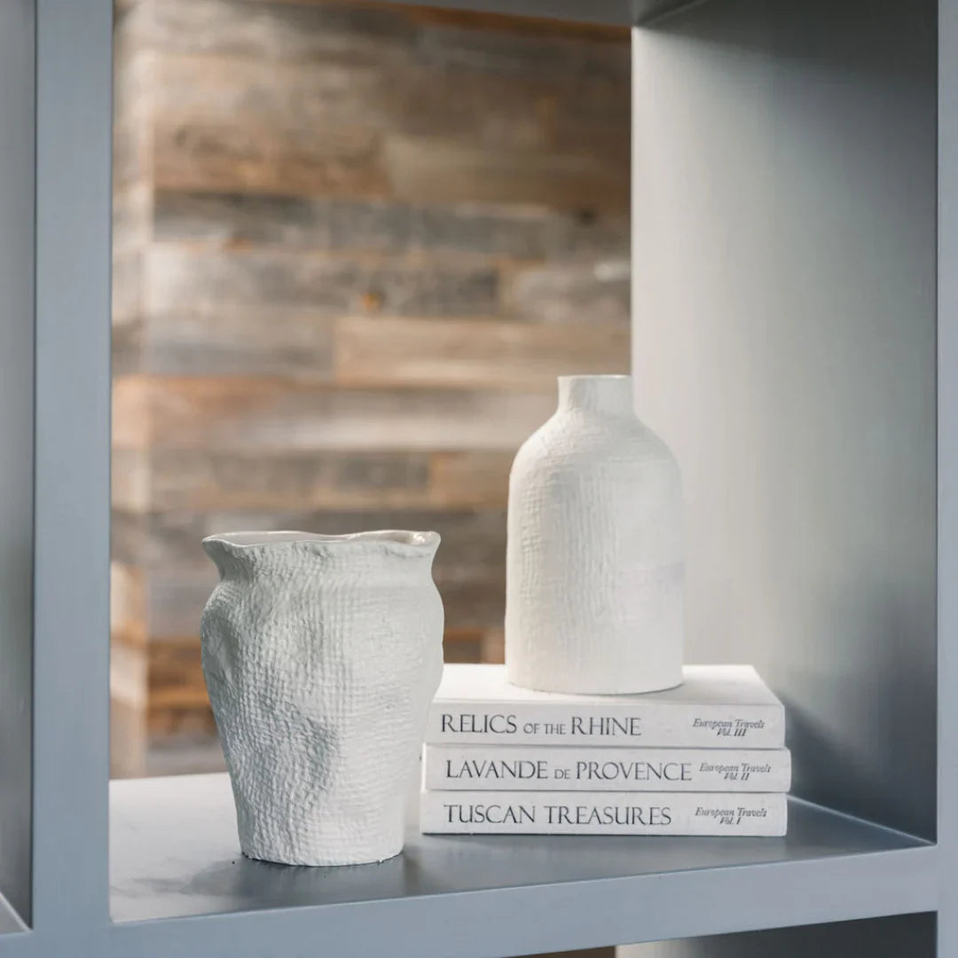 Handmade Off-White Aluminum Textured Vase