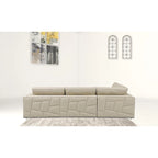 HomeRoots Beige Italian Leather Reclining L Shaped Two Piece Corner Sectional - 117