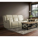 Grant 87 Leather Power Reclining Sofa with Power Headrests by Flexsteel