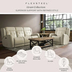 Grant 87 Leather Power Reclining Sofa with Power Headrests by Flexsteel