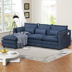Modular Sectional Sofa L Shaped Couch, 3/4 Seat Sofa Set with Ottoman, Chenille Fabric