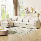 Modular Sectional Sofa L Shaped Couch, 3/4 Seat Sofa Set with Ottoman, Chenille Fabric