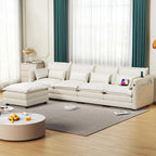 Modular Sectional Sofa L Shaped Couch, 3/4 Seat Sofa Set with Ottoman, Chenille Fabric