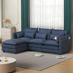 Modular Sectional Sofa L Shaped Couch, 3/4 Seat Sofa Set with Ottoman, Chenille Fabric