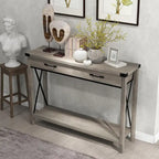Industrial Console Table with Drawers