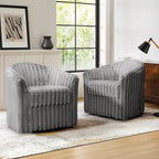 2 Set Modern 49 Upholstered Plush Corduroy Swivel Barrel Accent Chair
