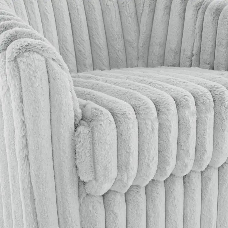 2 Set Modern 49 Upholstered Plush Corduroy Swivel Barrel Accent Chair