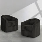2 Set Modern 49 Upholstered Plush Corduroy Swivel Barrel Accent Chair