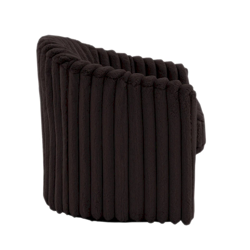 2 Set Modern 49 Upholstered Plush Corduroy Swivel Barrel Accent Chair