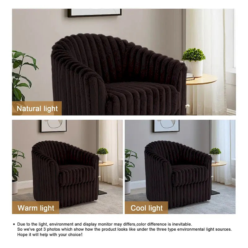 2 Set Modern 49 Upholstered Plush Corduroy Swivel Barrel Accent Chair