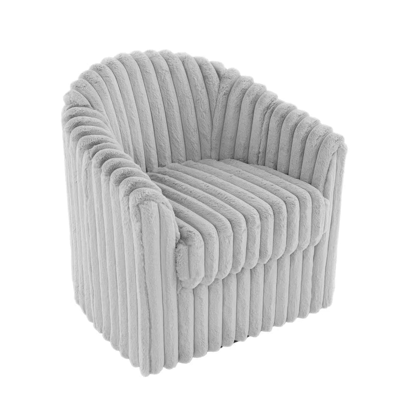 2 Set Modern 49 Upholstered Plush Corduroy Swivel Barrel Accent Chair