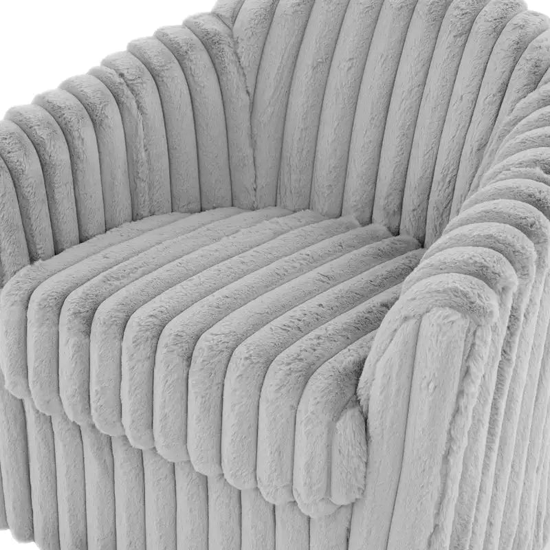 2 Set Modern 49 Upholstered Plush Corduroy Swivel Barrel Accent Chair
