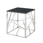 Metal Frame Tempered Glass End Table with Storage Space