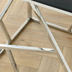 Metal Frame Tempered Glass End Table with Storage Space