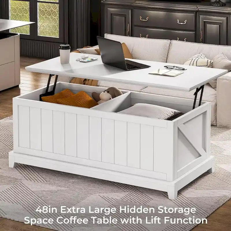 48 in Lift Top Coffee Table Storage Room Fence Design Farmhouse