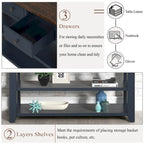 48 Solid Pine Wood Top Console Table with Drawers and Shelve