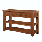 48 Solid Pine Wood Top Console Table with Drawers and Shelve