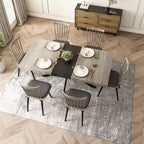 Grondin Retro Farmhouse Style 4-6 People Extendable Dining Table with X-Cross Metal Base and Storage Box