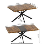 Grondin Retro Farmhouse Style 4-6 People Extendable Dining Table with X-Cross Metal Base and Storage Box