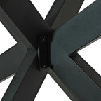 Grondin Retro Farmhouse Style 4-6 People Extendable Dining Table with X-Cross Metal Base and Storage Box