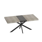 Grondin Retro Farmhouse Style 4-6 People Extendable Dining Table with X-Cross Metal Base and Storage Box